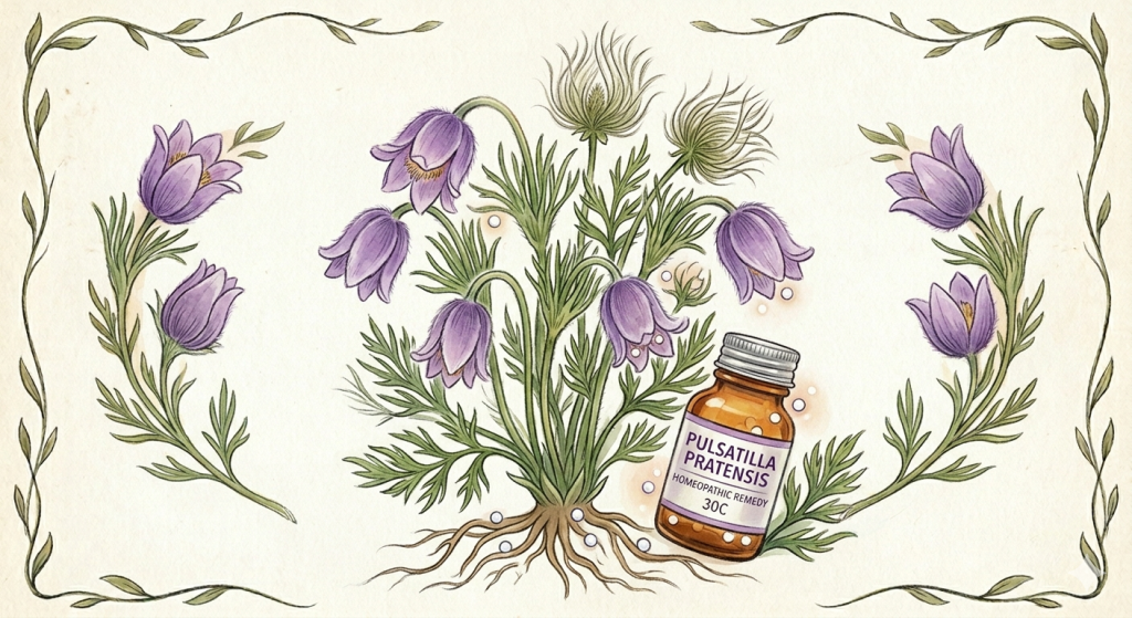 צמח הפולסטילה (Pulsatilla) כרמדי הומאופתית למצב של חוסר איזון הורמונלי אחרי הפסקת גלולות.